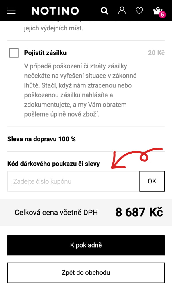 Notino košík